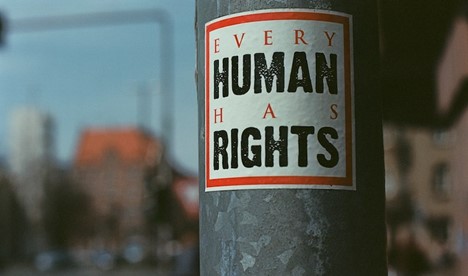 every human has rights sticker on pole